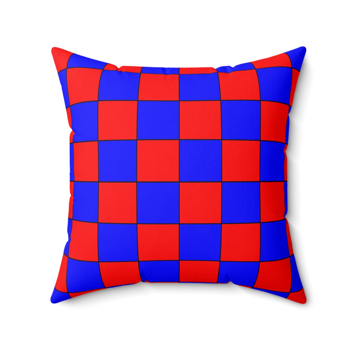 Blue, Red Retro Check Cushion Pillow