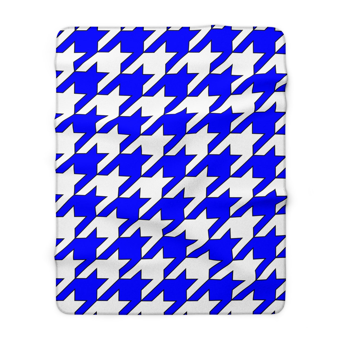 Blue, White Retro Houndstooth Blanket Throw