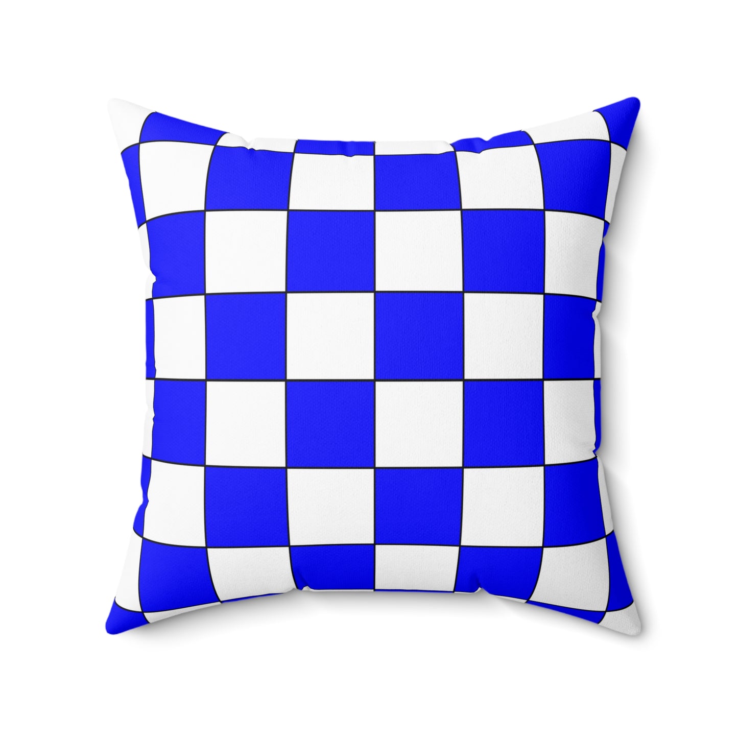 Blue, White Retro Check Cushion Pillow