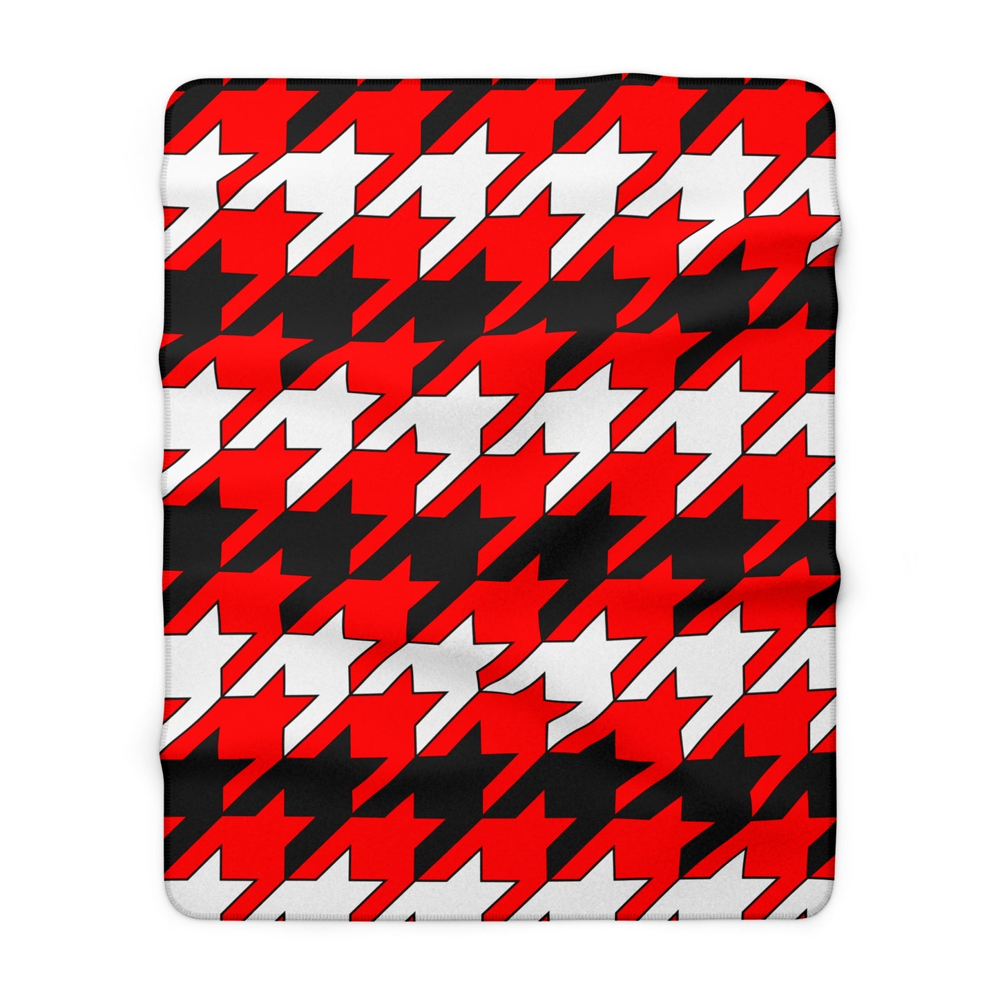 Red, Black, White Retro Houndstooth Blanket Throw