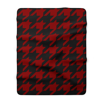 Dark Red, Black Retro Houndstooth Blanket Throw