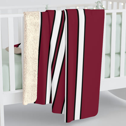 Claret, White Retro Stripes Blanket Throw