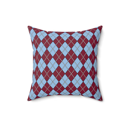 Claret, Blue Retro Argyle Cushion Pillow