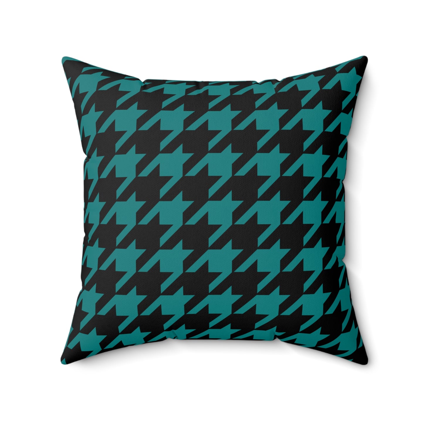 Teal, Black Retro Houndstooth Cushion Pillow