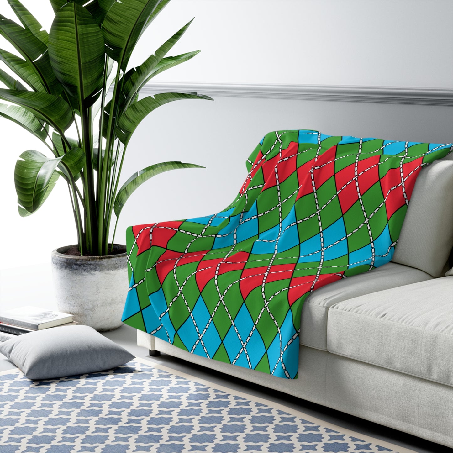 Azerbaijan Retro Argyle Blanket Throw