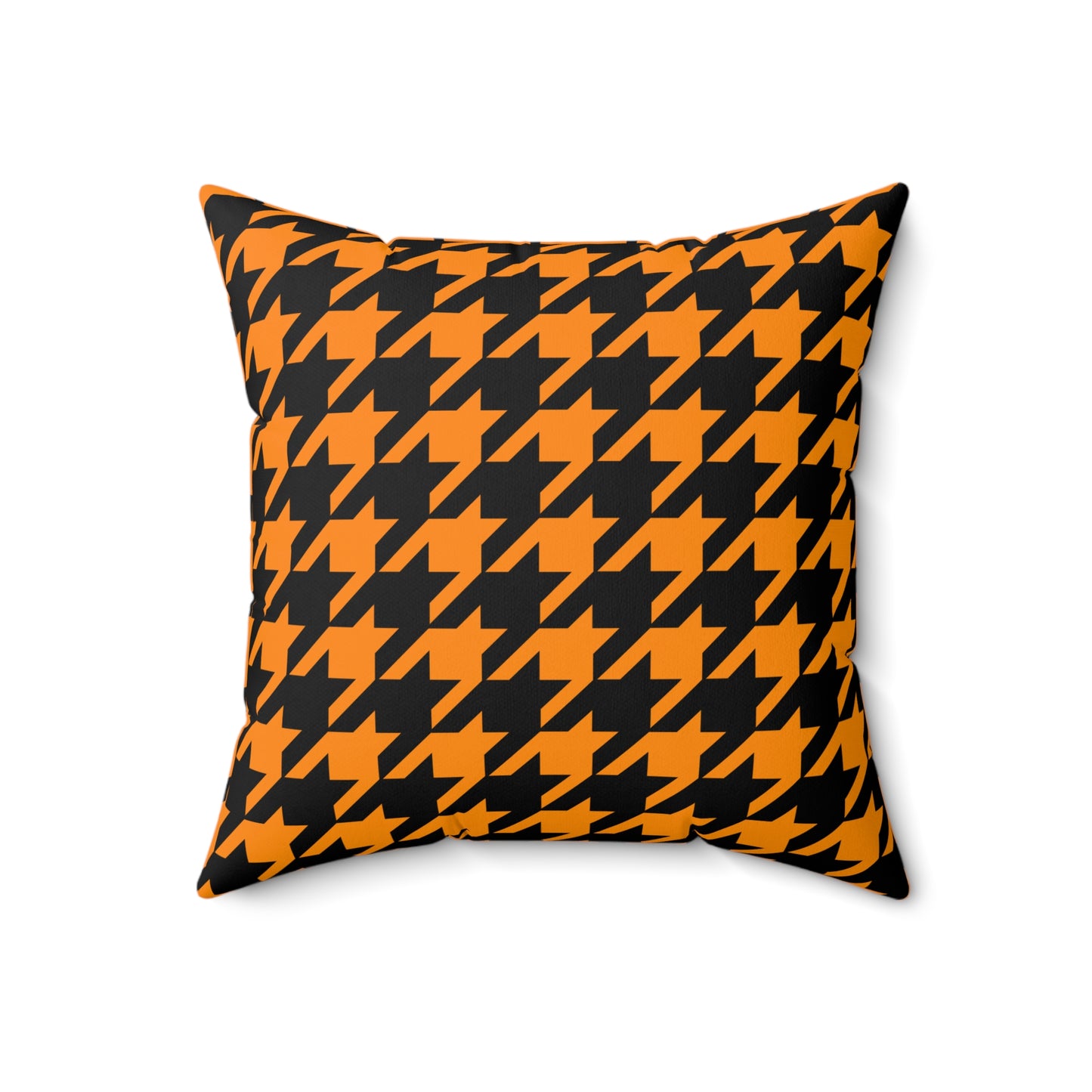 Dark Orange, Black Retro Houndstooth Cushion Pillow