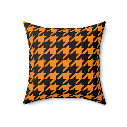 Dark Orange, Black Retro Houndstooth Cushion Pillow