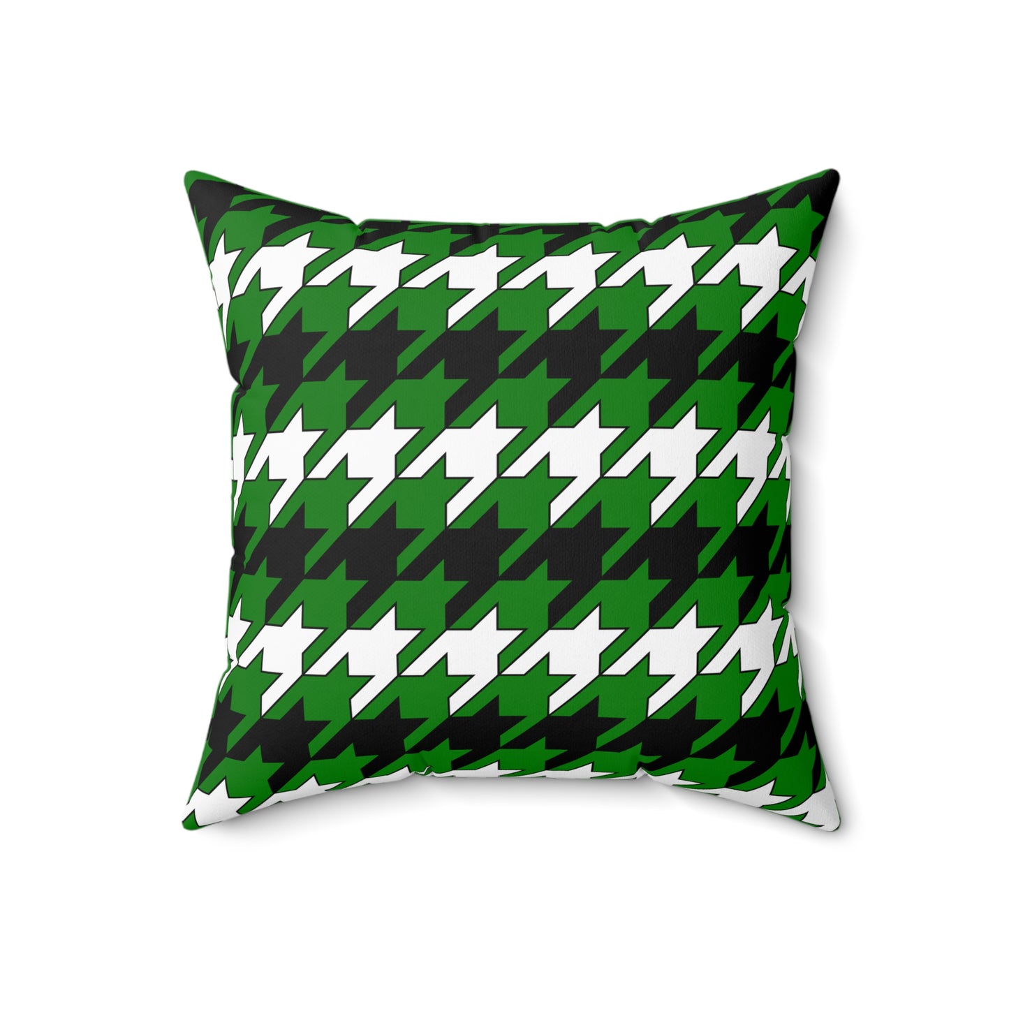 Green, Black, White Retro Houndstooth Cushion Pillow
