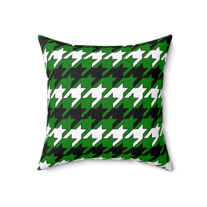 Green, Black, White Retro Houndstooth Cushion Pillow