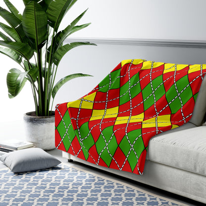 Burkina Faso Retro Argyle Blanket Throw