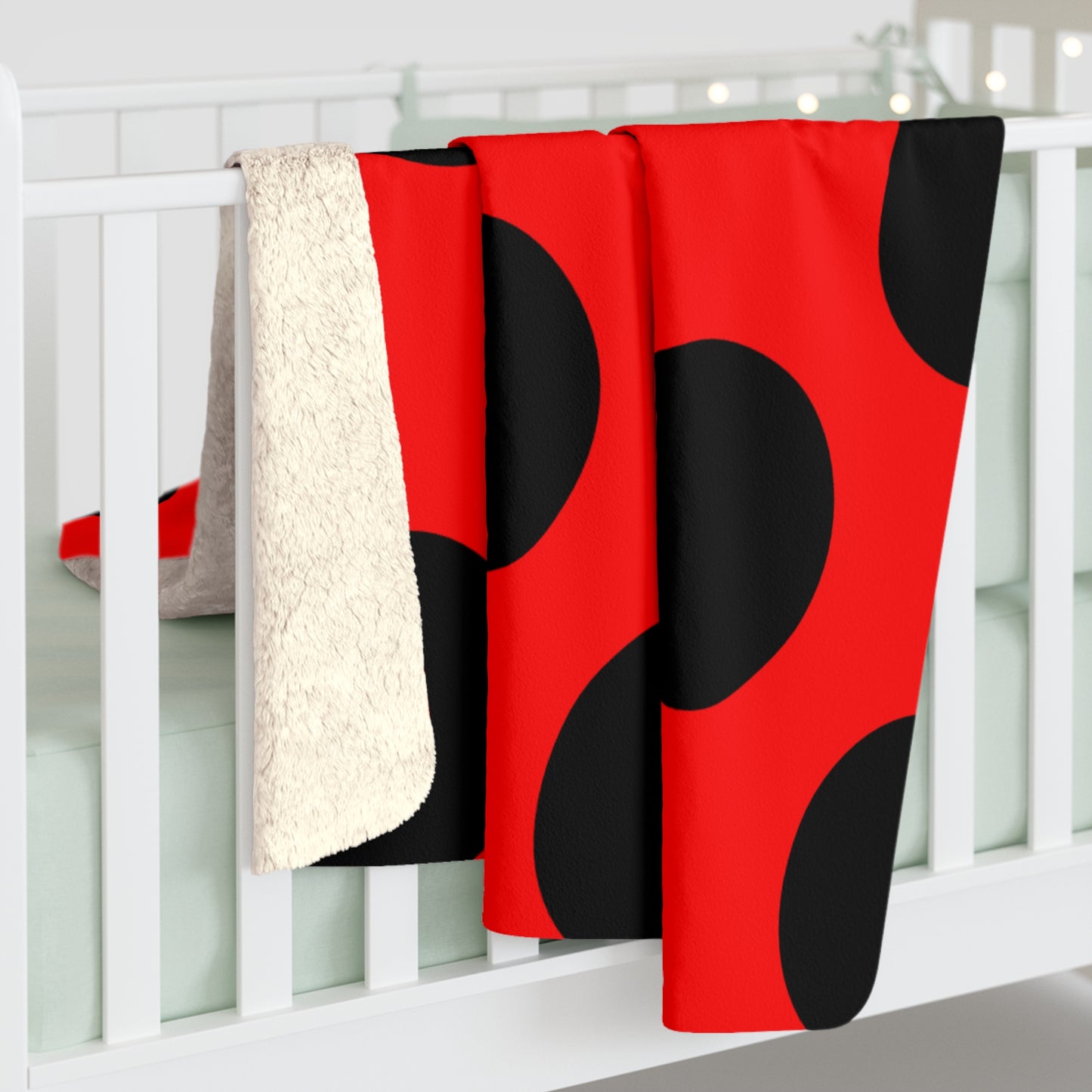 Red, Black Retro Polka Dots Blanket Throw