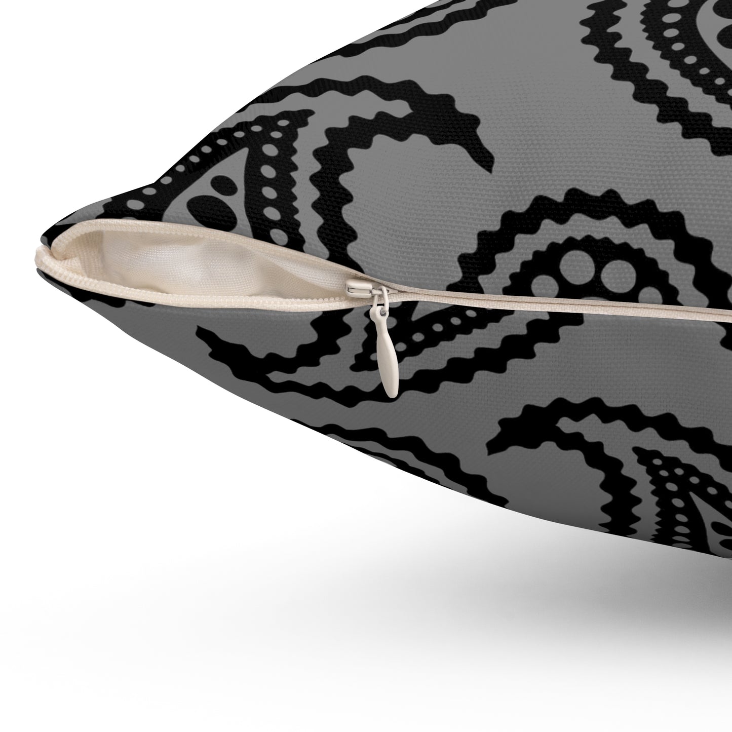 Grey, Black Retro Paisley Cushion Pillow