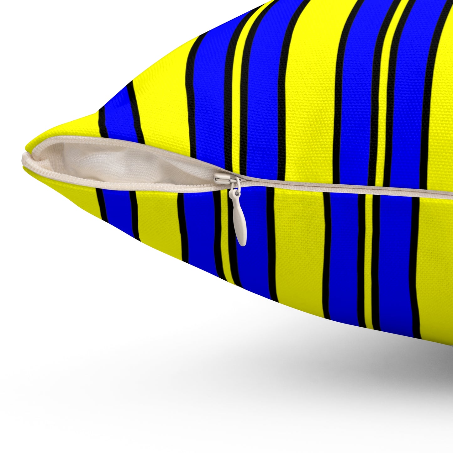 Yellow, Blue Retro Stripes Cushion Pillow