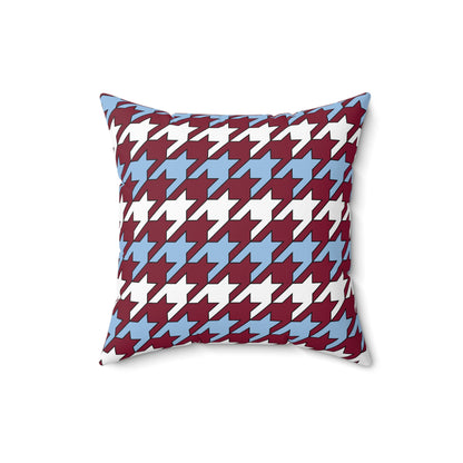 Claret, Blue, White Retro Houndstooth Cushion Pillow