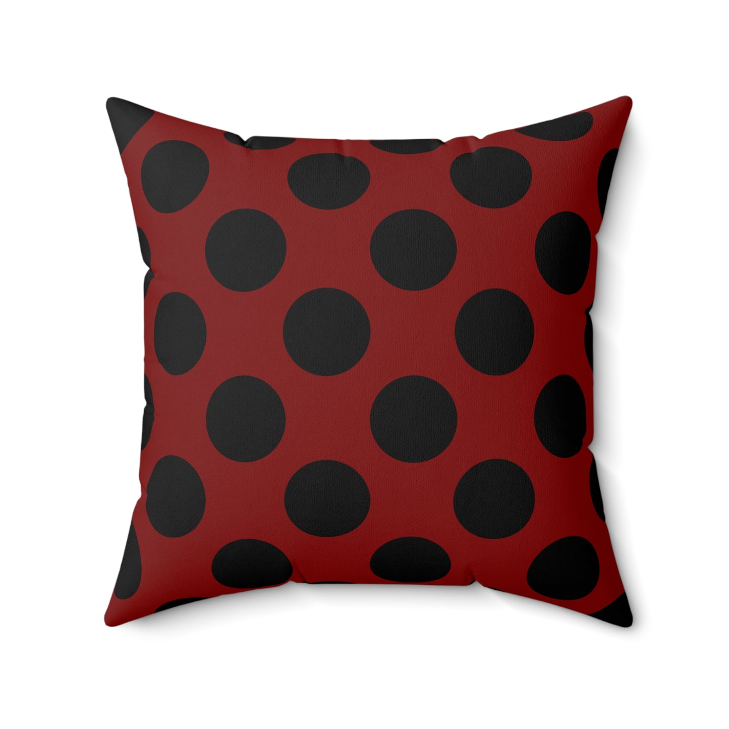 Maroon, Black Retro Polka Dots Cushion Pillow