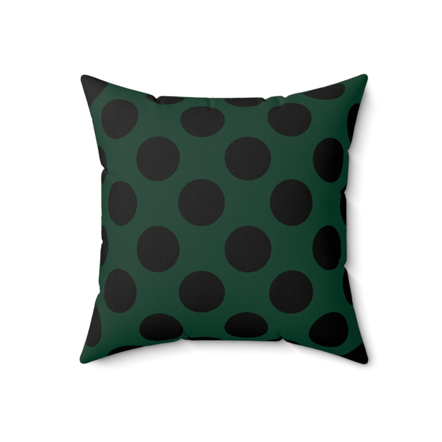 Dark Green, Black Retro Polka Dots Cushion Pillow