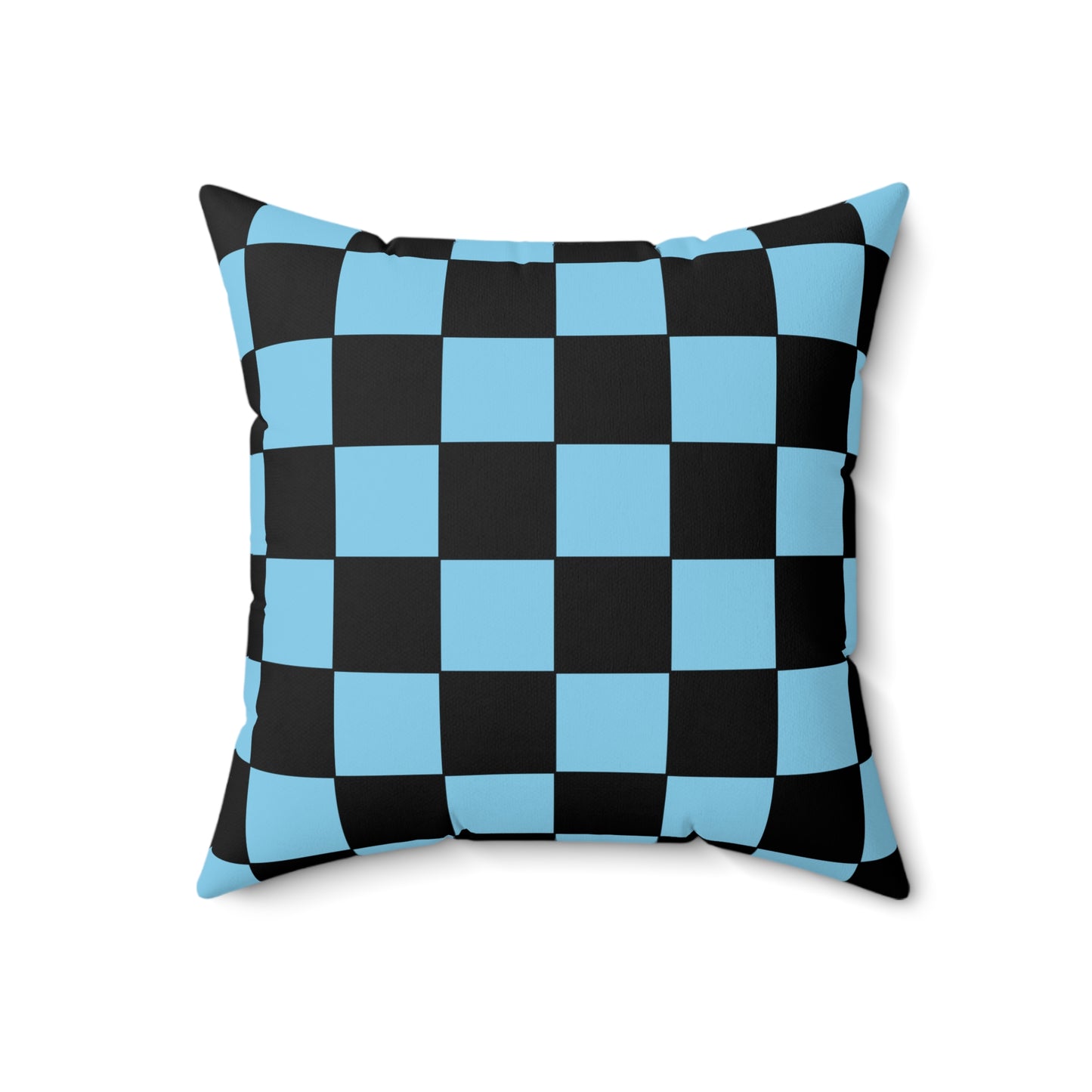 Sky Blue, Black Retro Check Cushion Pillow