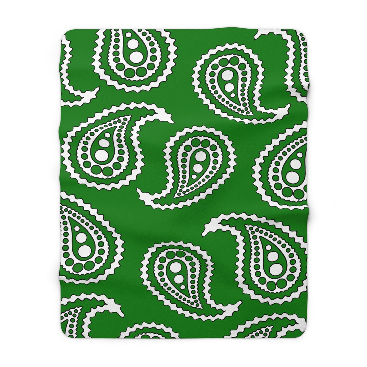 Green, White Retro Paisley Blanket Throw