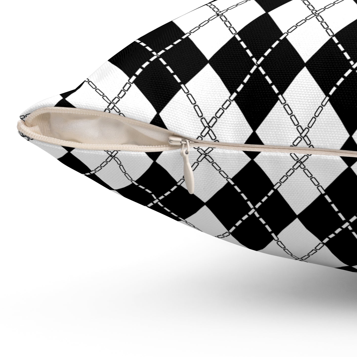 White, Black Retro Argyle Cushion Pillow