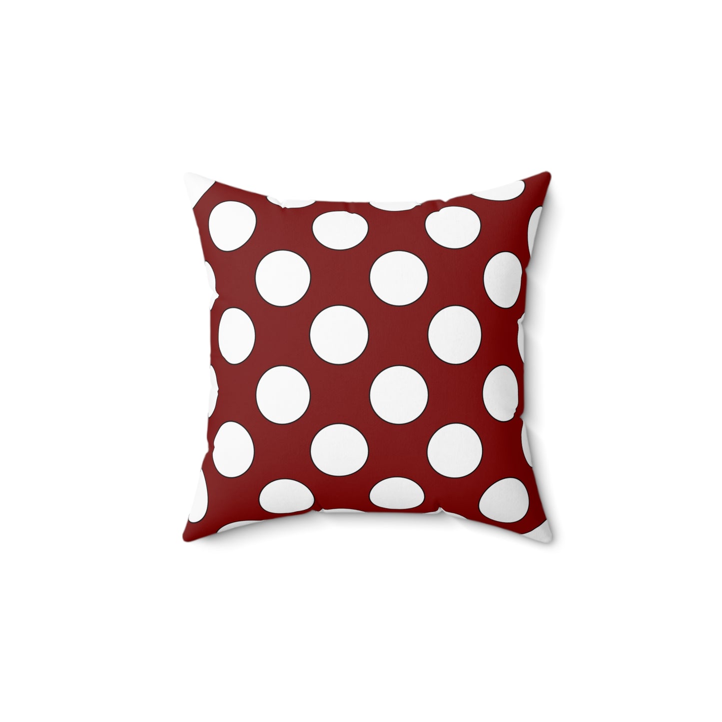 Maroon, White Retro Polka Dots Cushion Pillow