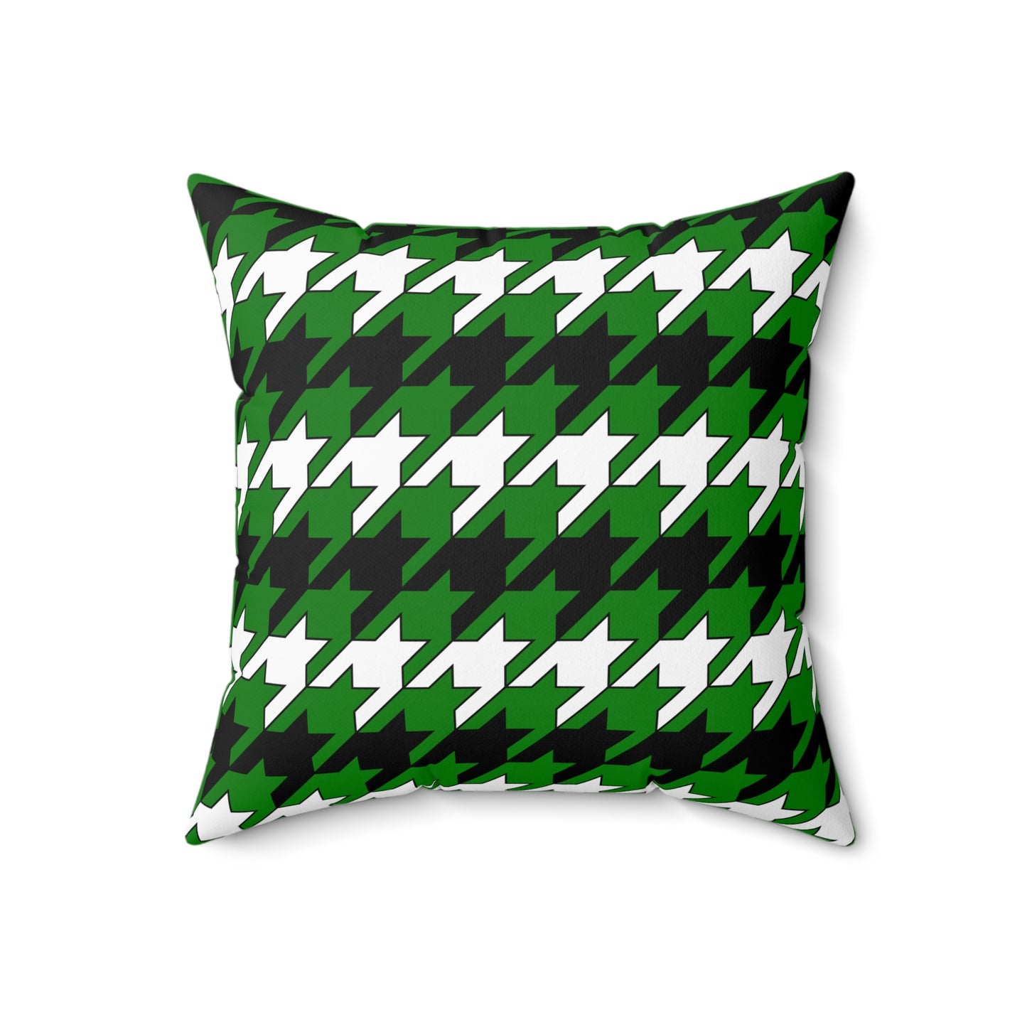 Green, Black, White Retro Houndstooth Cushion Pillow