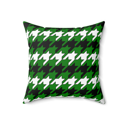 Green, Black, White Retro Houndstooth Cushion Pillow