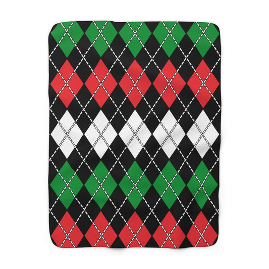 Palestine Retro Argyle Blanket Throw