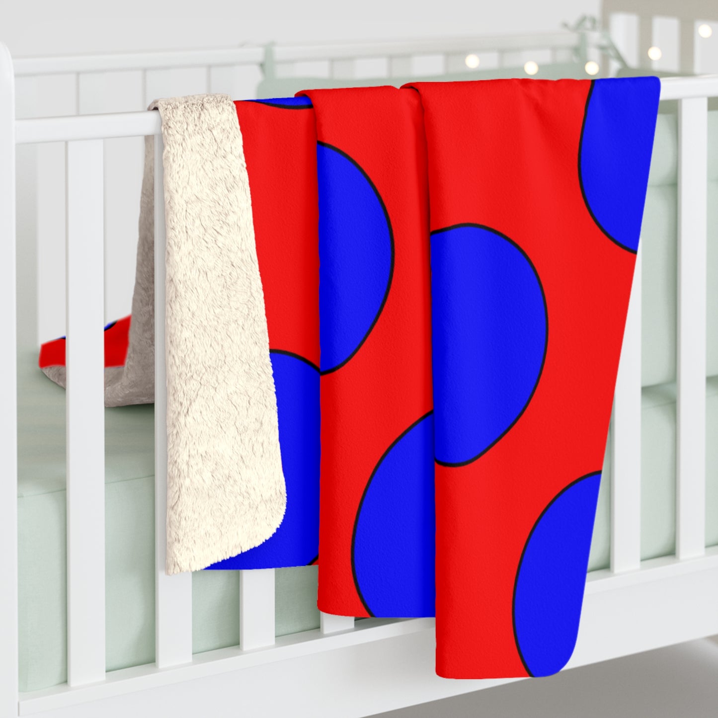Red, Blue Retro Polka Dots Blanket Throw