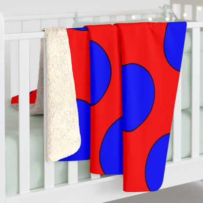 Red, Blue Retro Polka Dots Blanket Throw