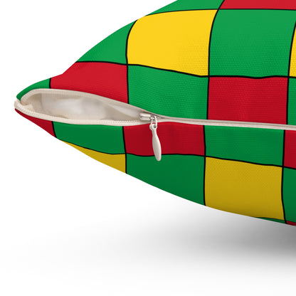 Guinea Bissau Retro Check Cushion Pillow