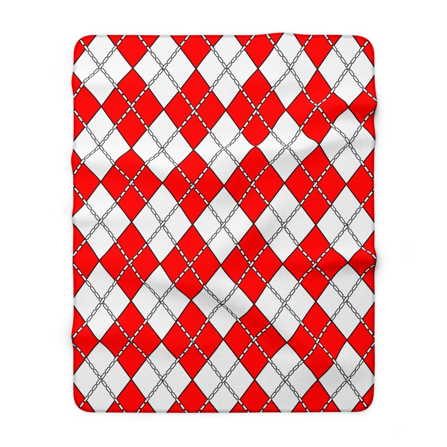 Red, White Retro Argyle Blanket Throw
