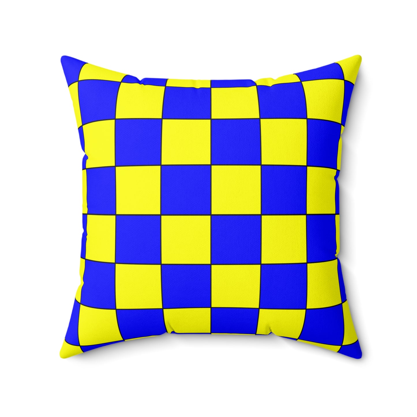 Yellow, Blue Retro Check Cushion Pillow