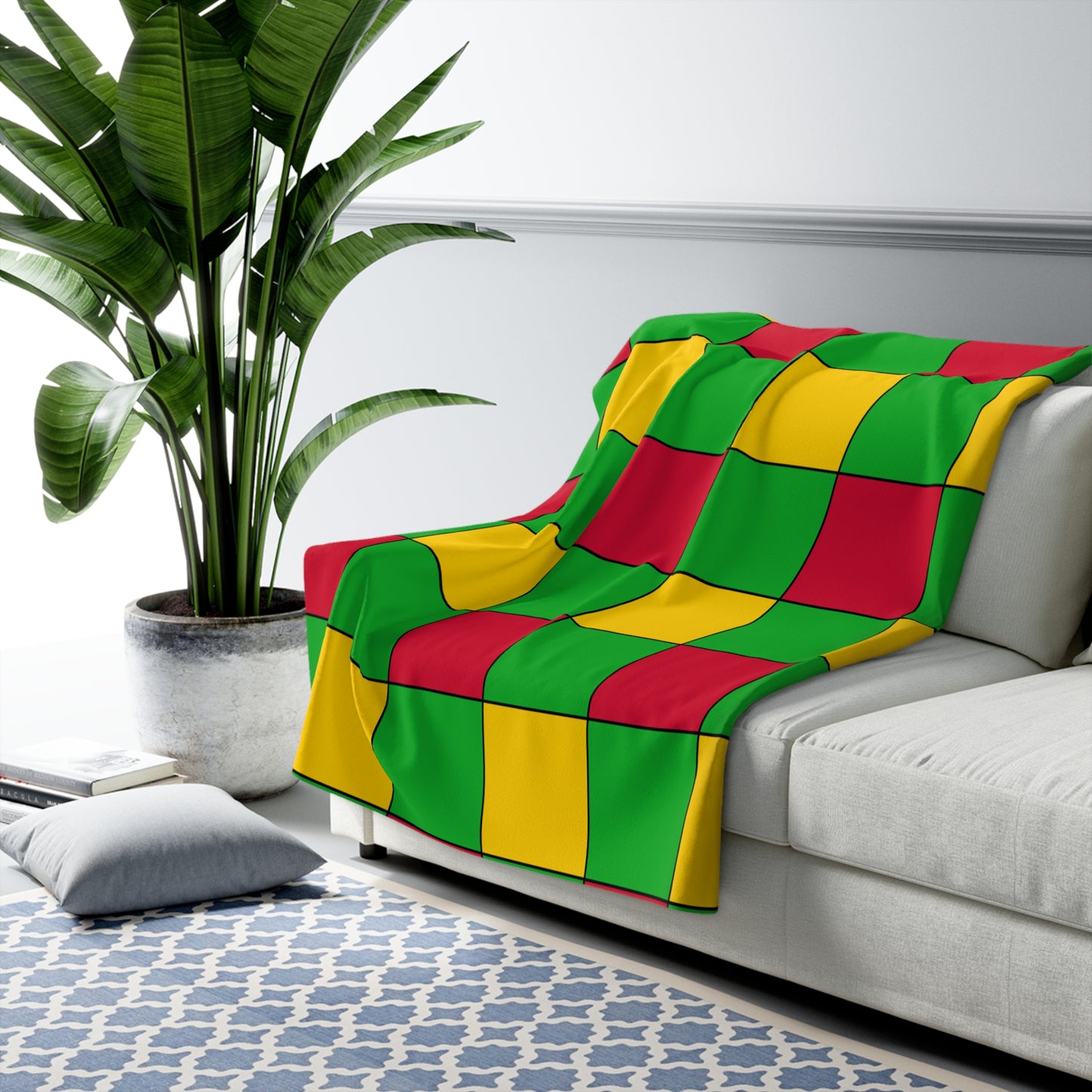 Sao Tome And Principe Retro Check Blanket Throw