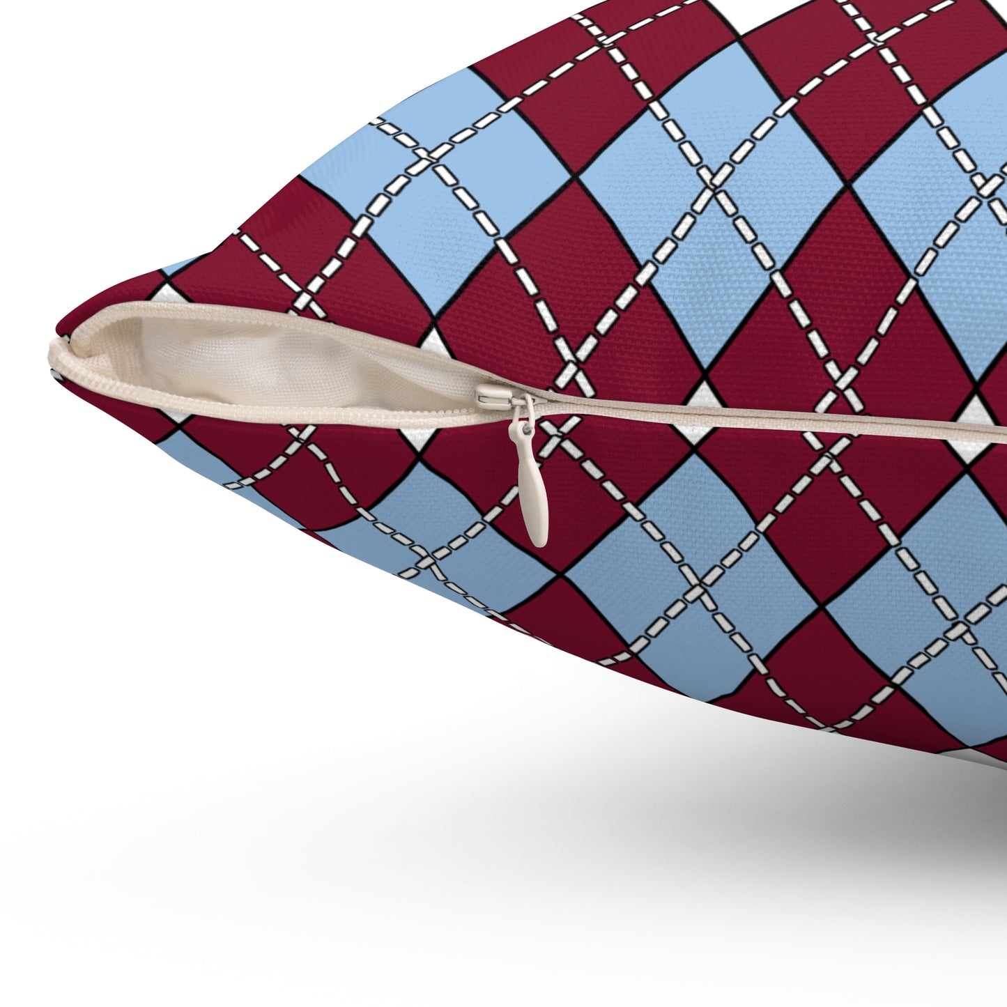 Claret, Blue, White Retro Argyle Cushion Pillow