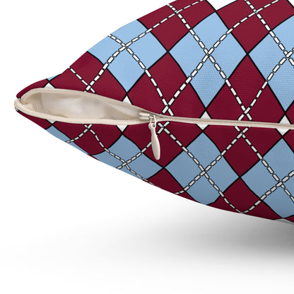Claret, Blue, White Retro Argyle Cushion Pillow