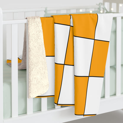 Orange, White Retro Check Blanket Throw