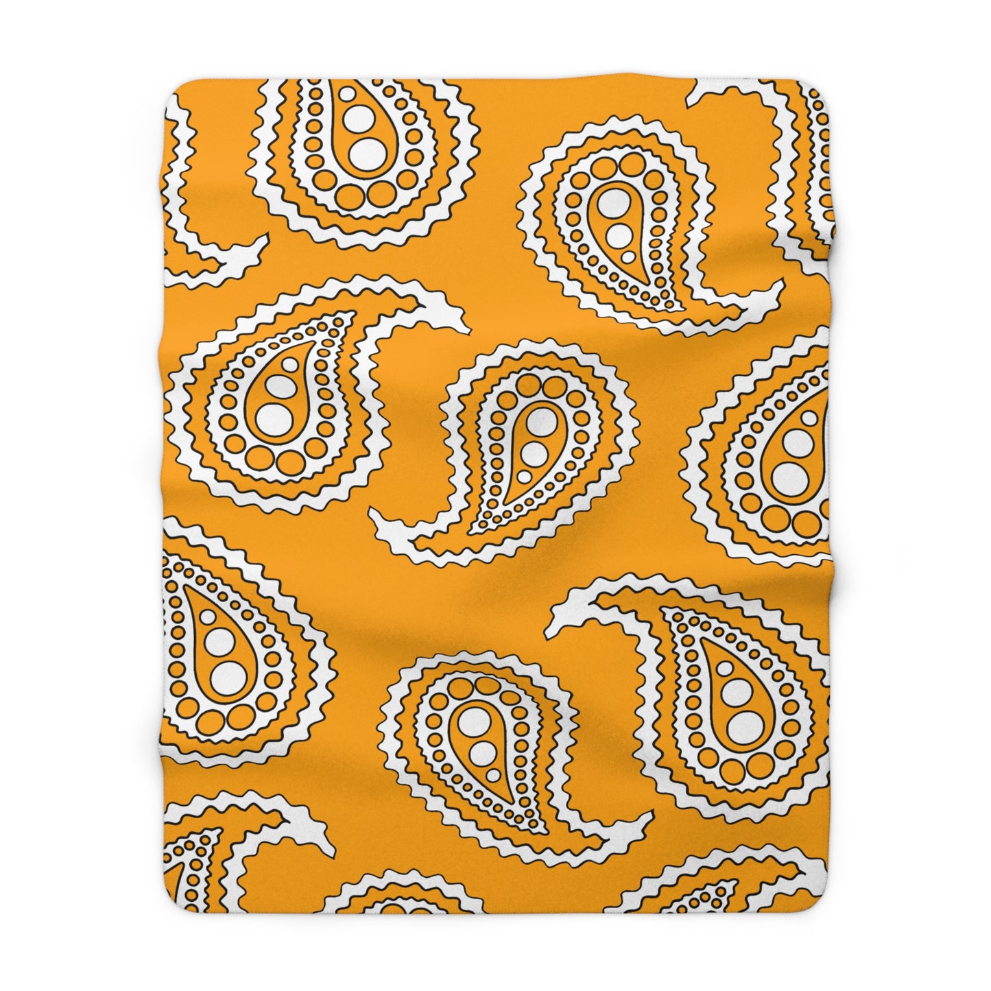 Orange, White Retro Paisley Blanket Throw