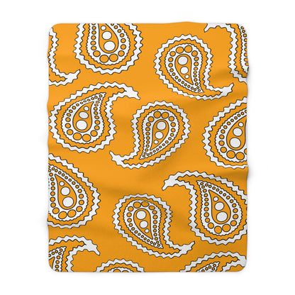 Orange, White Retro Paisley Blanket Throw