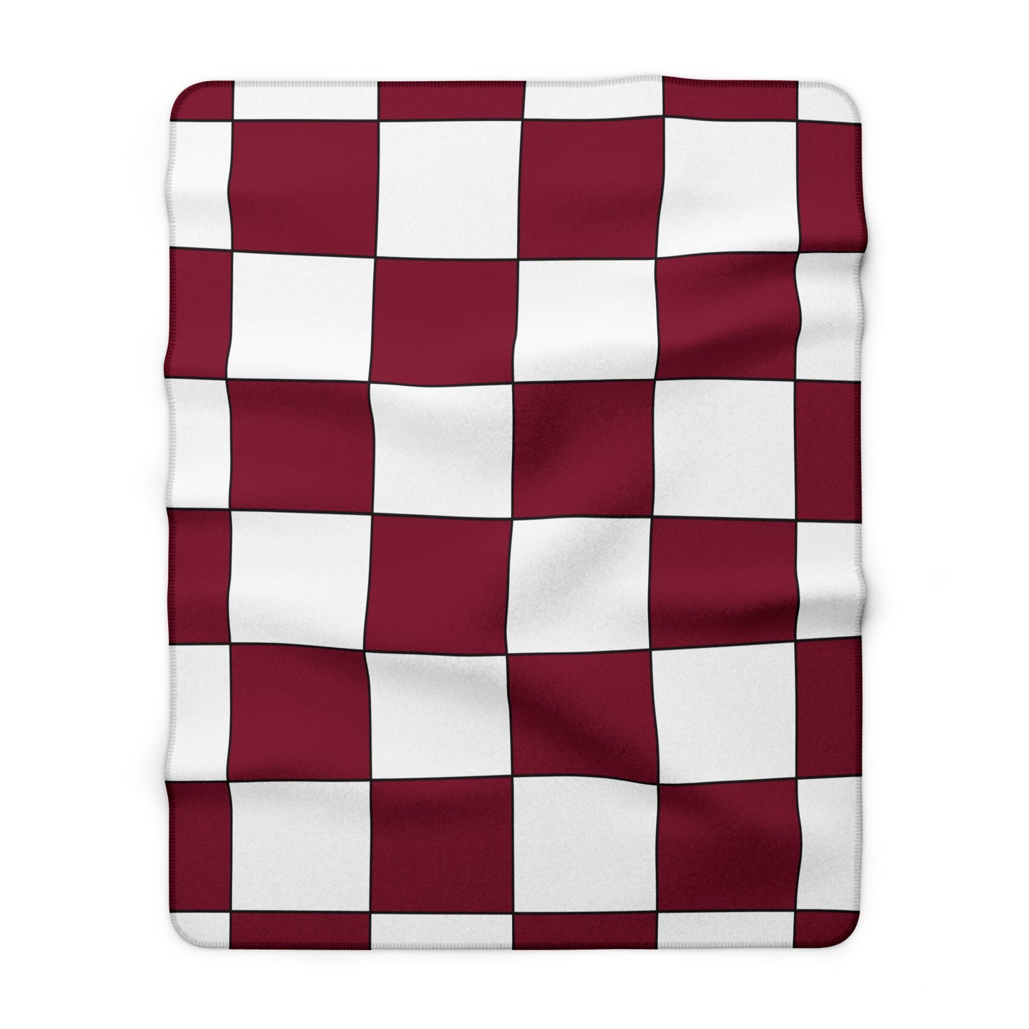 Claret, White Retro Check Blanket Throw