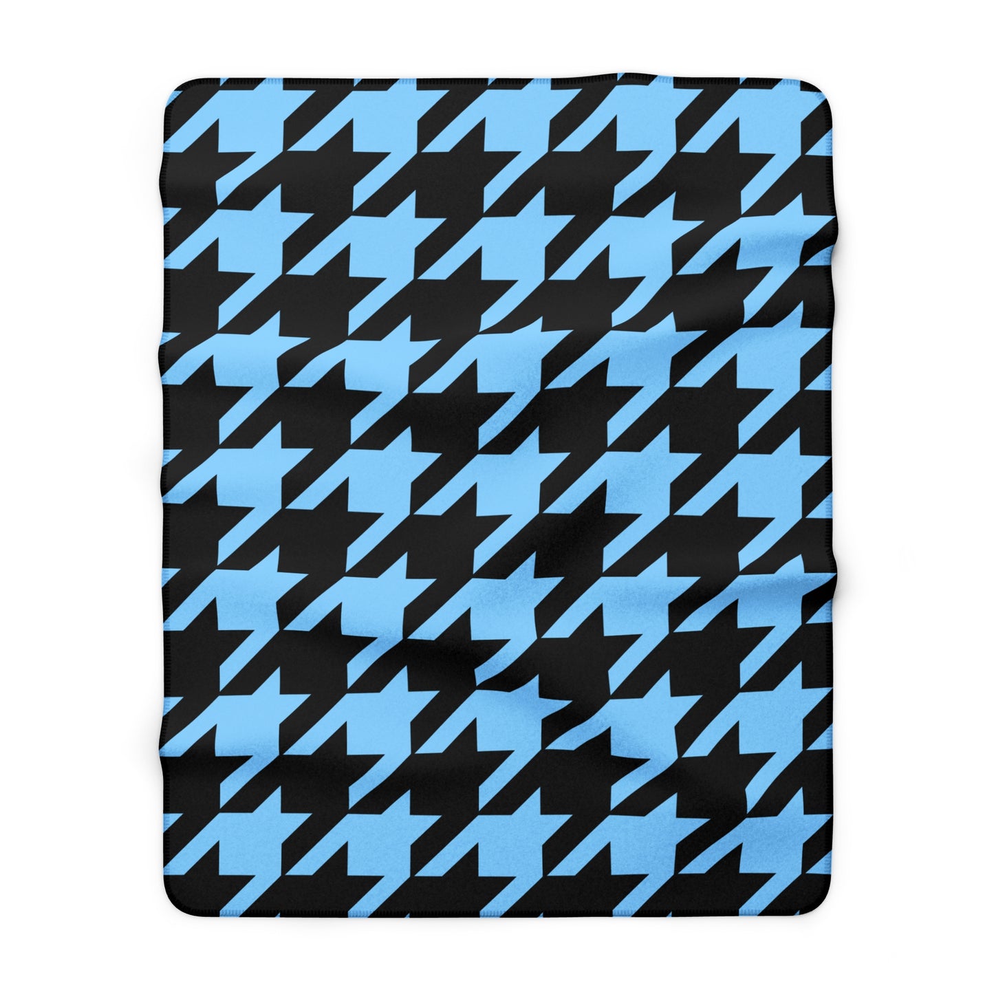 Light Blue, Black Retro Houndstooth Blanket Throw