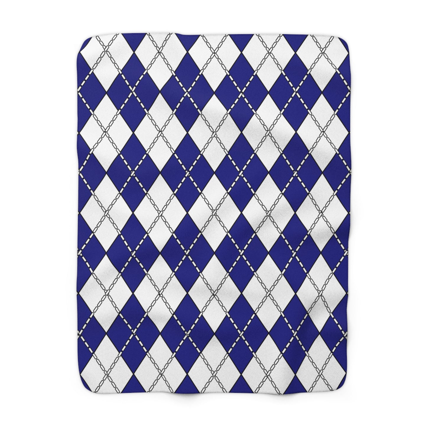 Navy Blue, White Retro Argyle Blanket Throw