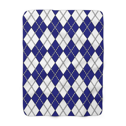 Navy Blue, White Retro Argyle Blanket Throw
