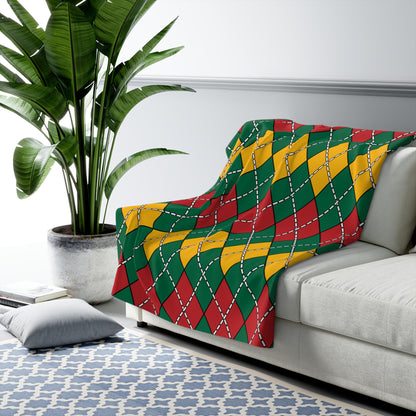 Lithuania Retro Argyle Blanket Throw