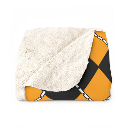 Orange, Black Retro Argyle Blanket Throw