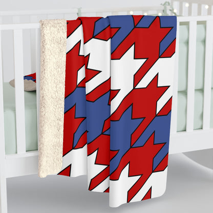 Democratic Peoples Republic Of Korea Retro Houndstooth Blanket Throw