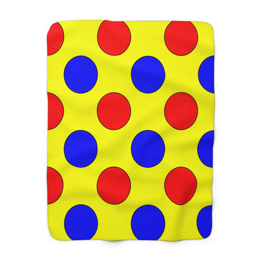Yellow, Blue, Red Retro Polka Dots Blanket Throw