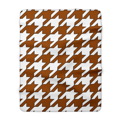 Brown, White Retro Houndstooth Blanket Throw