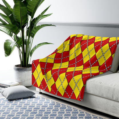 North Macedonia Retro Argyle Blanket Throw