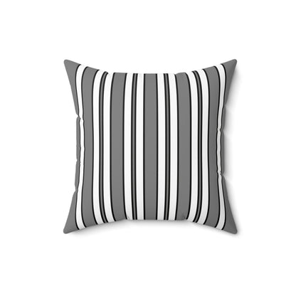 Grey, White Retro Stripes Cushion Pillow