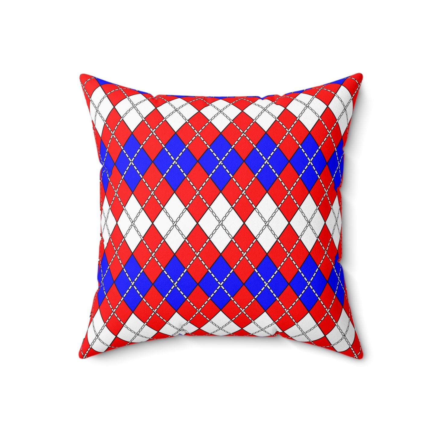 Red, White, Blue Retro Argyle Cushion Pillow